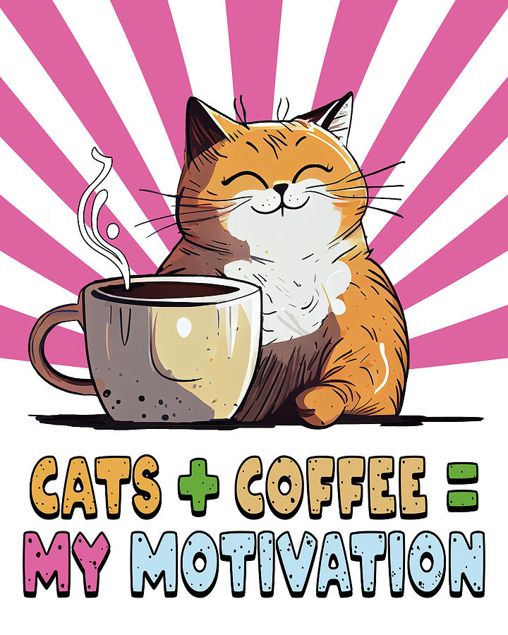 Cats Plus Coffee Equals Motivation Digital Art by Mark Tisdale