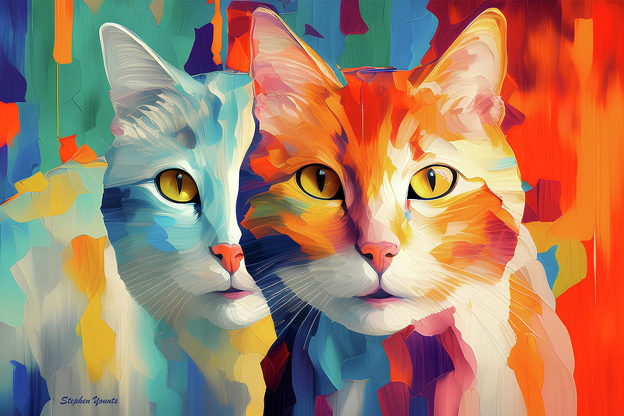 Cats Digital Art by Stephen Younts