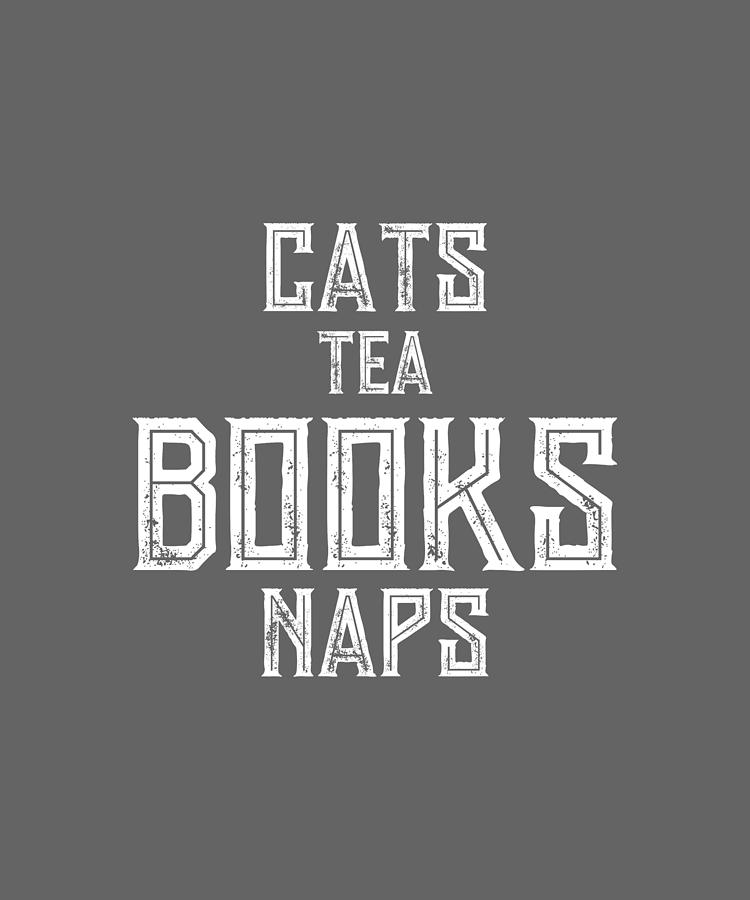 Coffee Digital Art - Cats Tea Books Naps by Anh Nguyen