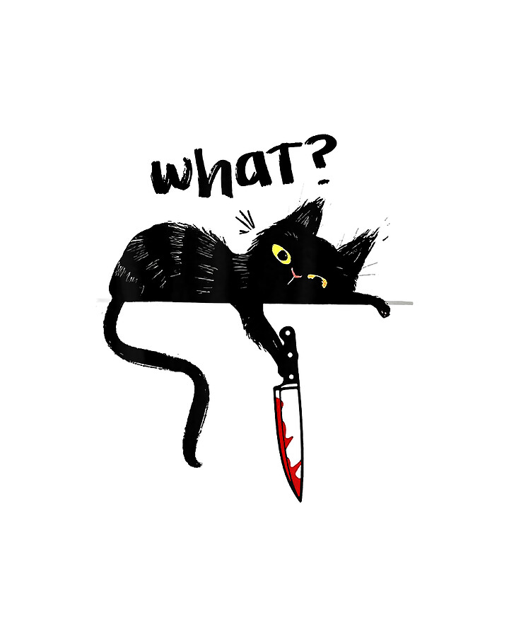 Cats What Funny Blacks Cats, Murderous Cats With Knife Drawing by