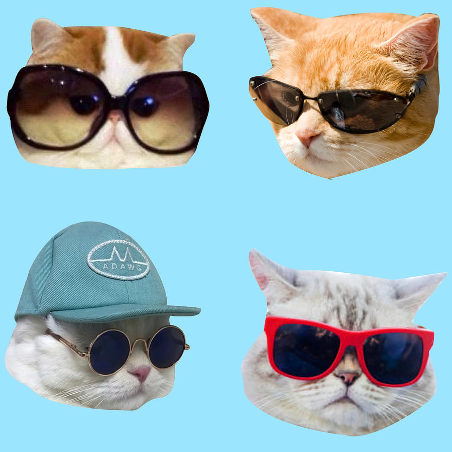 Cats With Glasses Stickers Pack Poster tumblr Painting by Robinson ...