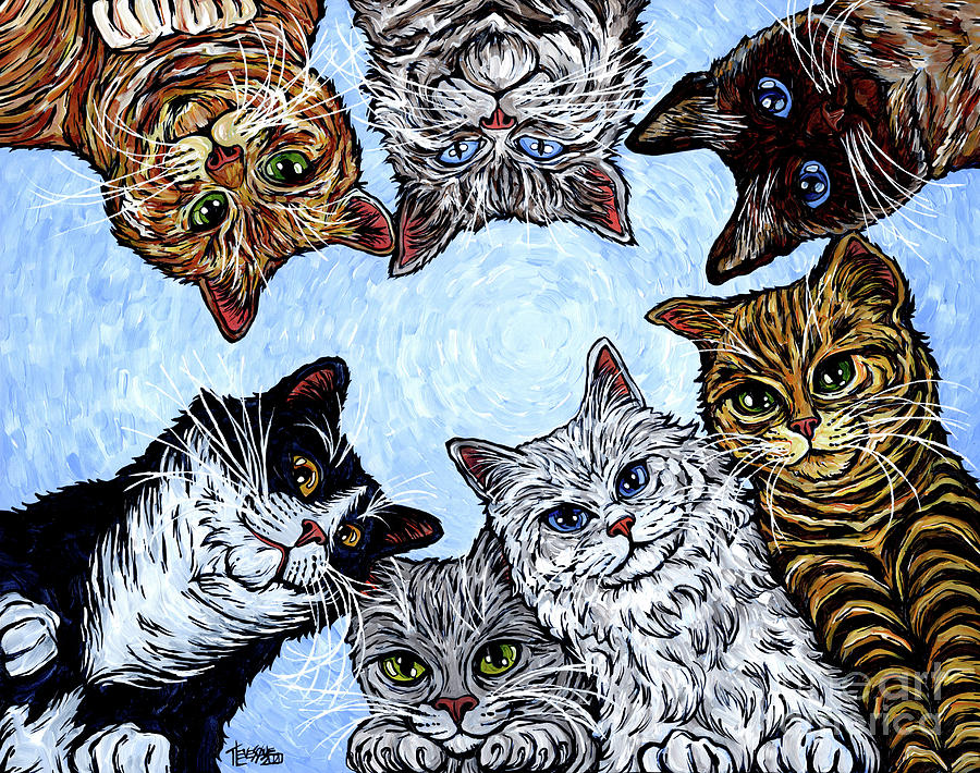 Catspiracy Painting by Tracy Levesque