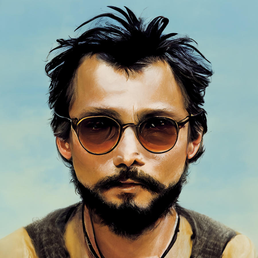 Catsup young Jonny Depp wearing sun glasses short hair goaty be 9f5c3309  def3 8381 955 Painting by MotionAge Designs - Pixels