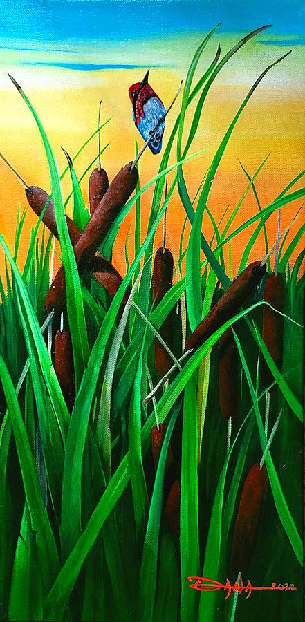 Cattails Painting by Dana Newman