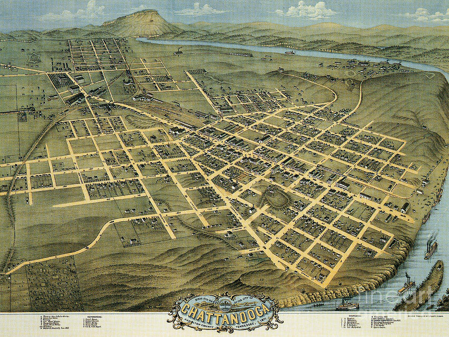Cattanooga, Tennessee, 1871 Drawing by Albert Ruger
