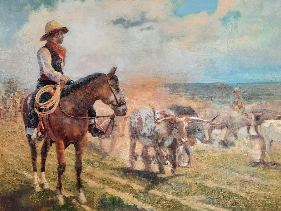 Cattle Drive Painting by Buck Jones