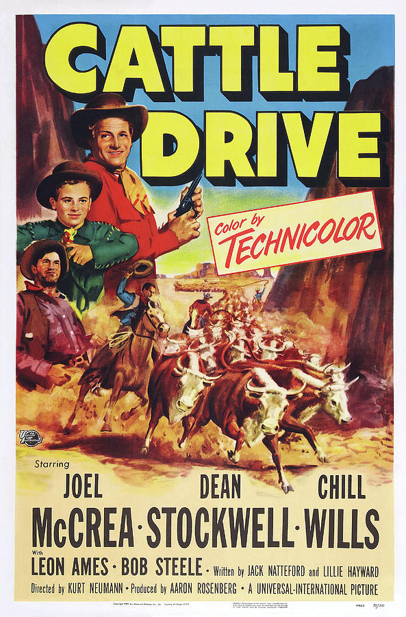 Cattle Drive, with Joel McCrea and Dean stockwell, 1951 Mixed Media by Movie World Posters