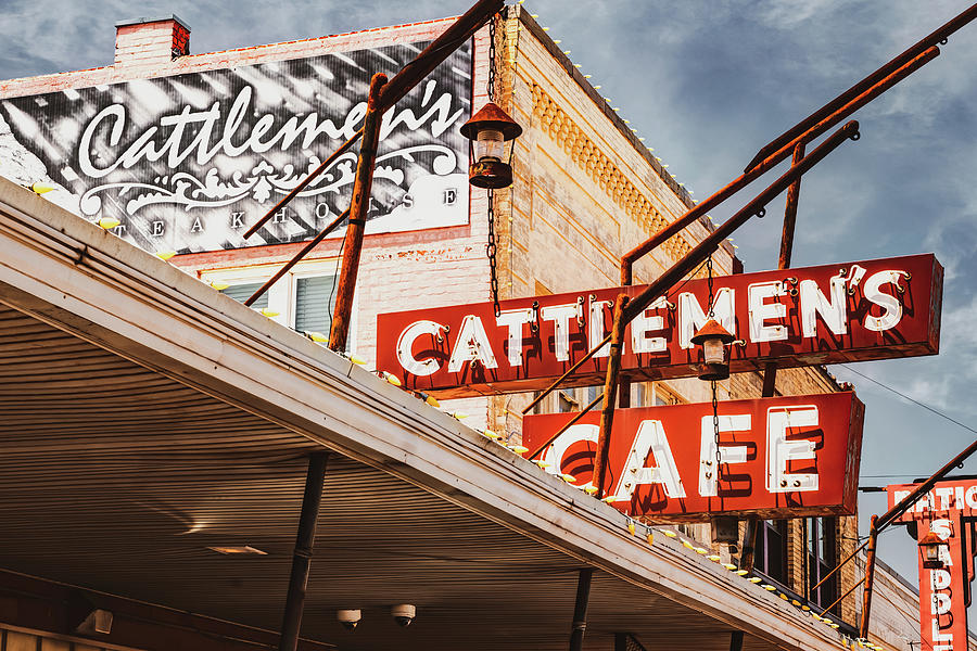 Cattlemens Cafe and Steakhouse Neon Sign - Oklahoma Stockyard City Photograph by Gregory Ballos