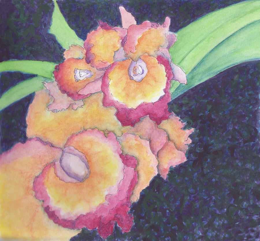 Cattleya Orchids Painting by Anne Katzeff