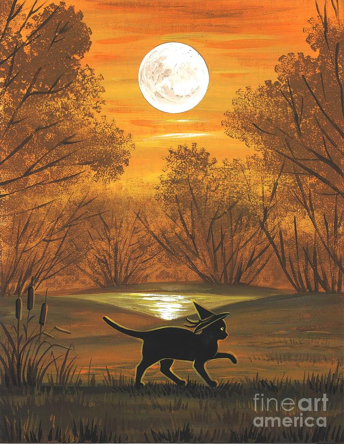 Catwitch Of Salem Forest Painting by Margaryta Yermolayeva