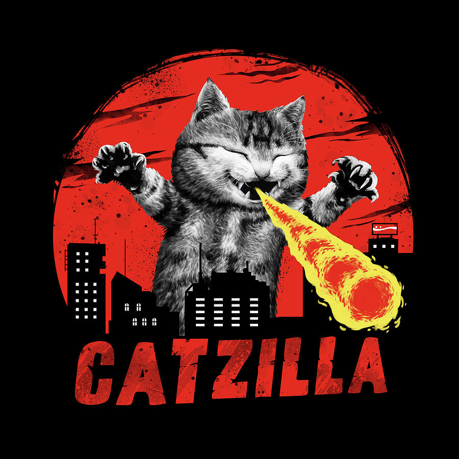 Cat Digital Art - Catzilla by Vincent Trinidad