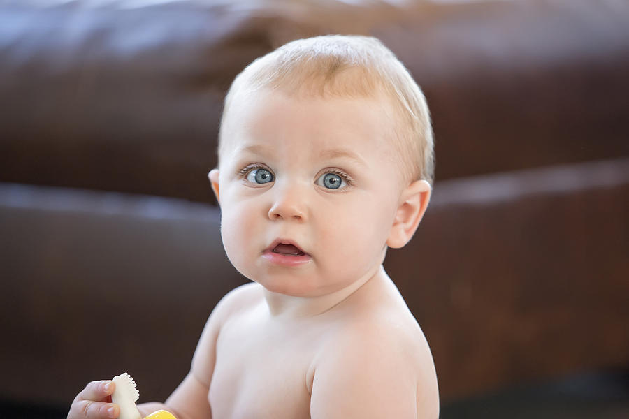 Caucasain nine month old boy with big blue eyes Photograph by JodiJacobson