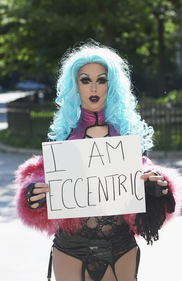 Caucasian drag queen holding empowering sign Photograph by LWA/Dann Tardif