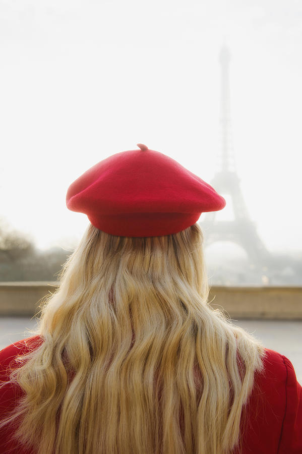 Caucasian woman admiring Eiffel Tower, Paris, Ile-de-France, France Photograph by Jacobs Stock Photography Ltd