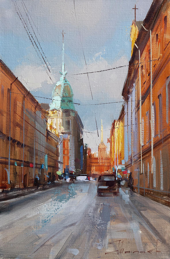 Caught A Sunset Ray. St. Petersburg, Gorokhovaya Street. Painting