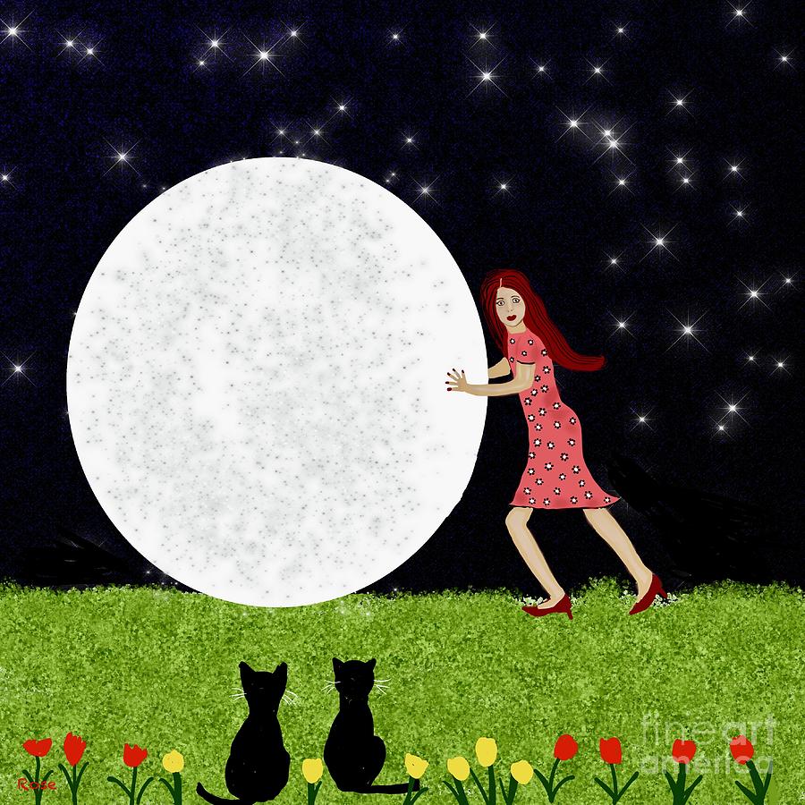 Caught stealing the moon Digital Art by Elaine Hayward