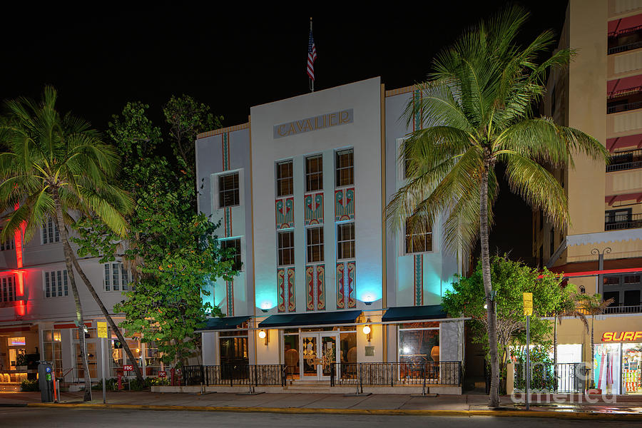 Cavalier Hotel Miami Beach Ocean Drive shot at night during Coro ...