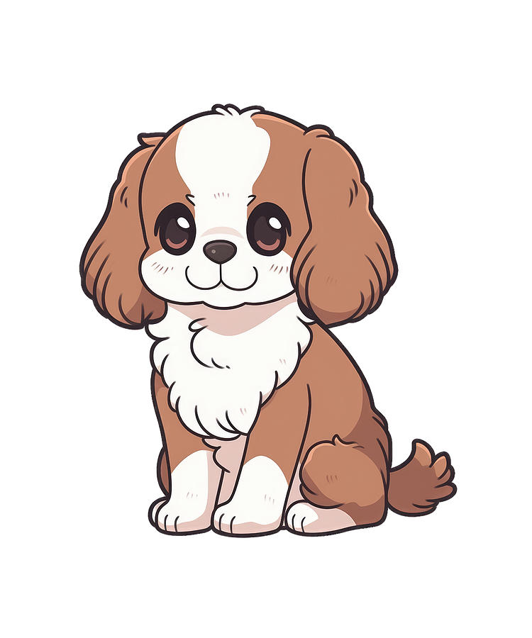 Cavalier King Charles Spaniel Chibi Digital Art by SundayDonuts - Fine ...