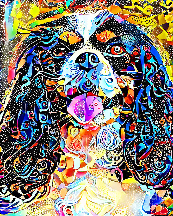 Cavalier King Charles Spaniel Dog in Vibrant Contemporary Surreal Abstract Colors 20210206 Photograph by Wingsdomain Art and Photography