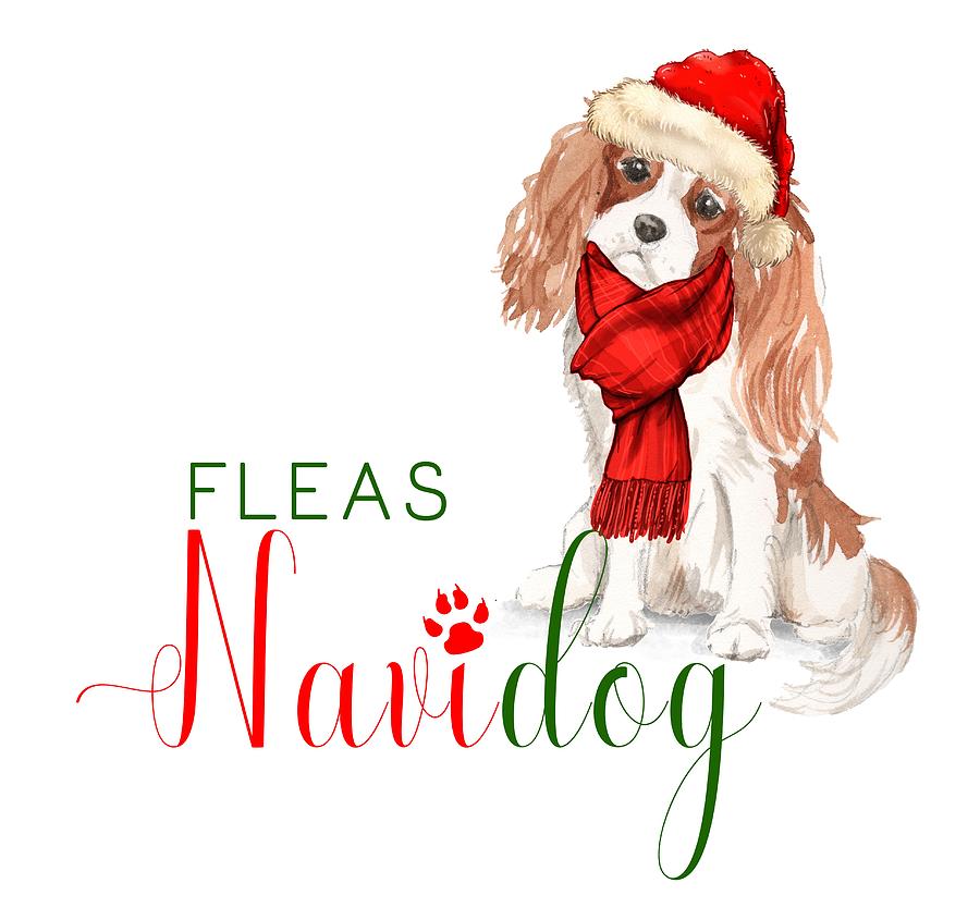 Cavalier King Charles Spaniel Funny Fleas Navidog Christmas Digital Art by Doreen Erhardt