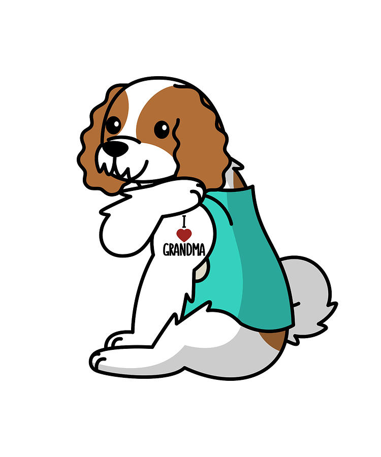 Cavalier King Charles Spaniel I Love Grandma Tattoo Digital Art by Jeff ...