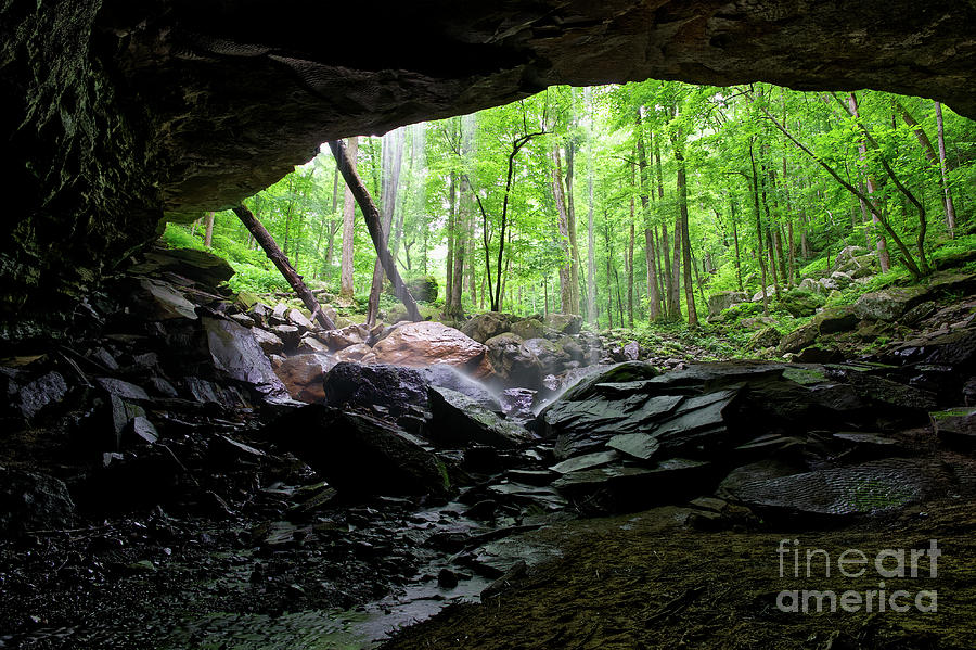 Cave Behind Waterfall Photograph by Phil Perkins