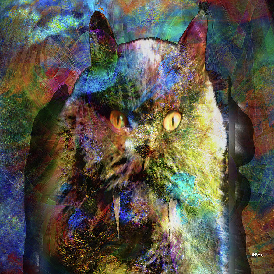 Cave Cat - Square Version Digital Art by Studio B Prints