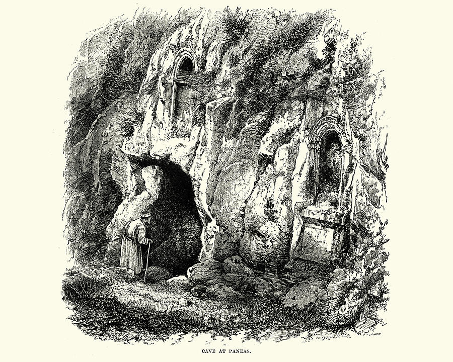 Cave of Pan at Banias (Paneas) Drawing by Duncan1890