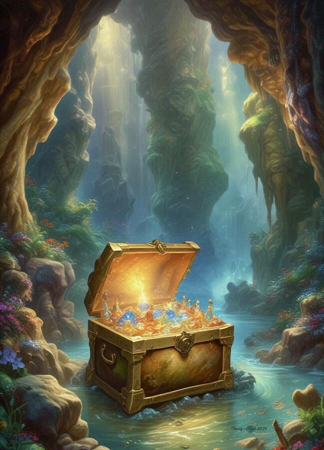 Fantasy Digital Art - Cave of Treasure  by James Eye