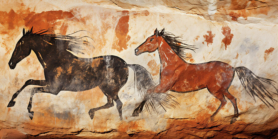 Cave Painting Of Horses Digital Art