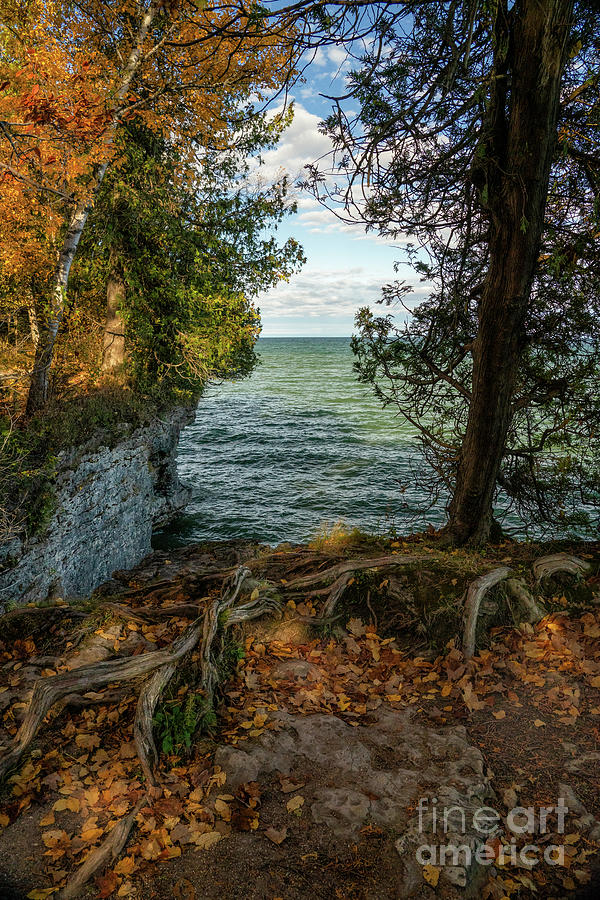 Cave Point Fall Photograph by Roxie Crouch
