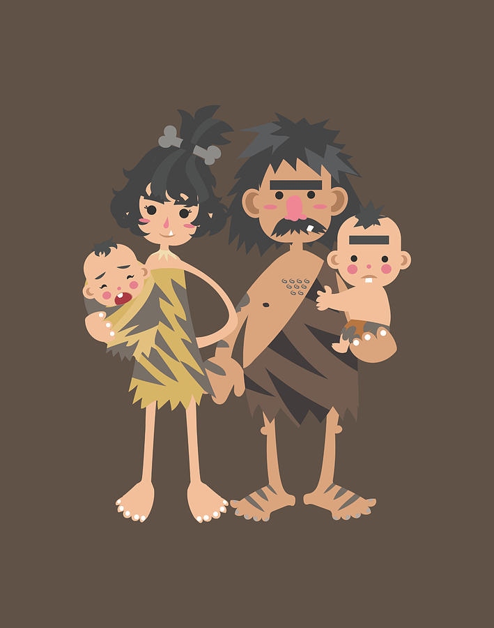 Caveman Family Kids Red Painting By Carlie Alexander Fine Art America   Caveman Family Kids Red Carlie Alexander 