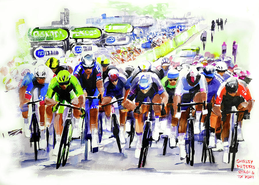 Cavendish Comeback Stage 6 TDF 2021 Painting by Shirley Peters