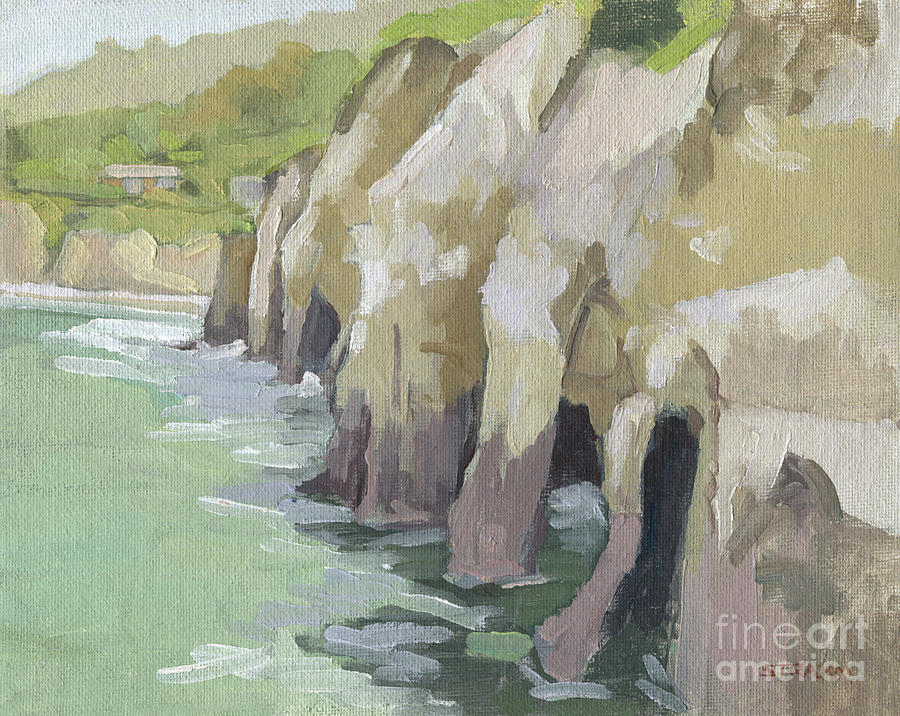 Caves in La Jolla Bay - San Diego, California Painting by Paul Strahm