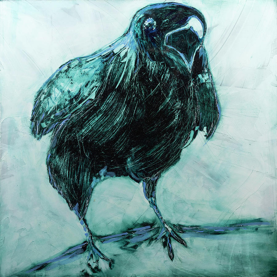 Raven Painting - Caw the Raven by Brenda Peo