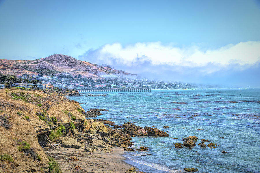 Mountain Photograph - Cayucos Pier From a Distance by Barbara Snyder