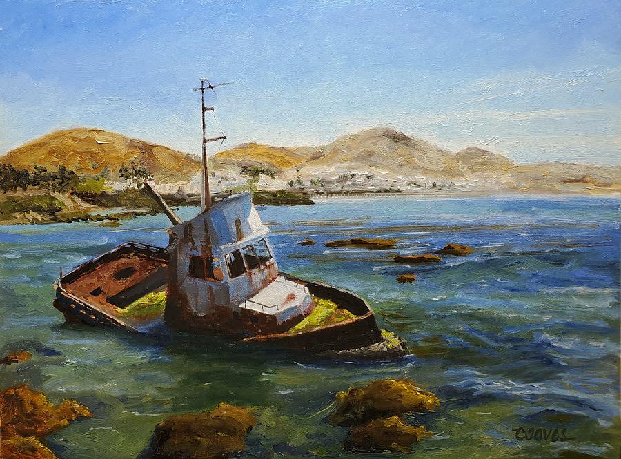 Beach Painting - Cayucos Shipwreck by Carrie Taves