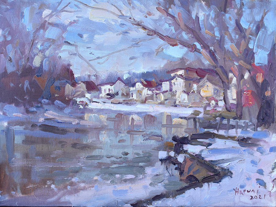 Winter Painting - Cayuga Village by Ylli Haruni