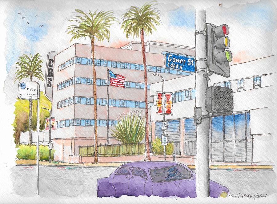 CBS Studios in Sunset Blvd, Hollywood, California Painting by Carlos G Groppa