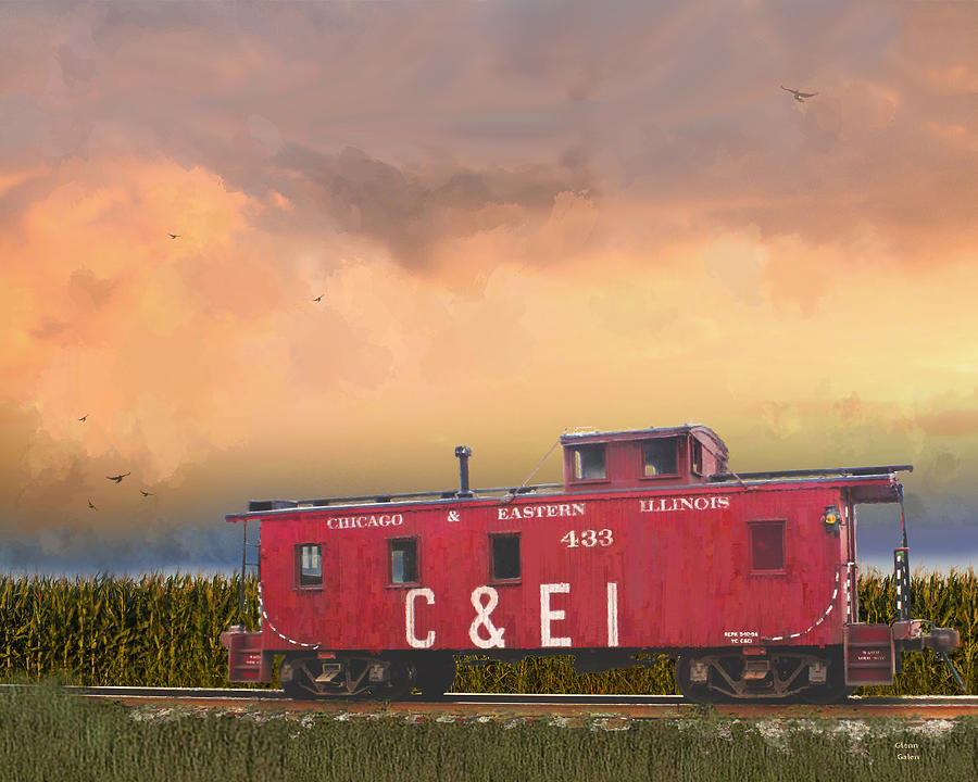 C E and I Caboose at Dawn Painting by Glenn Galen