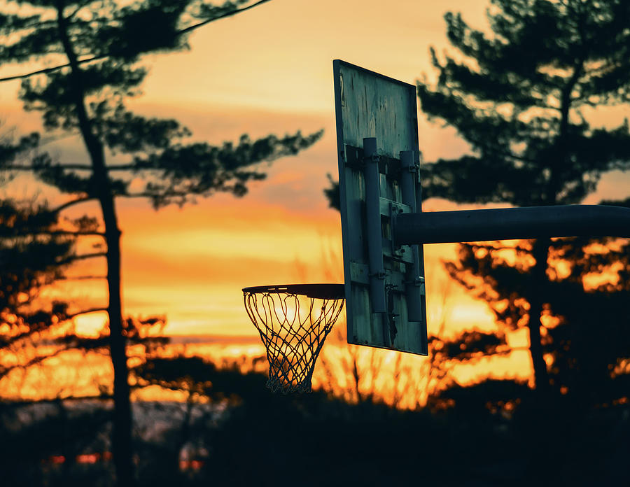 Cedar Beach Basketball at Sunset Photograph by Jason Fink