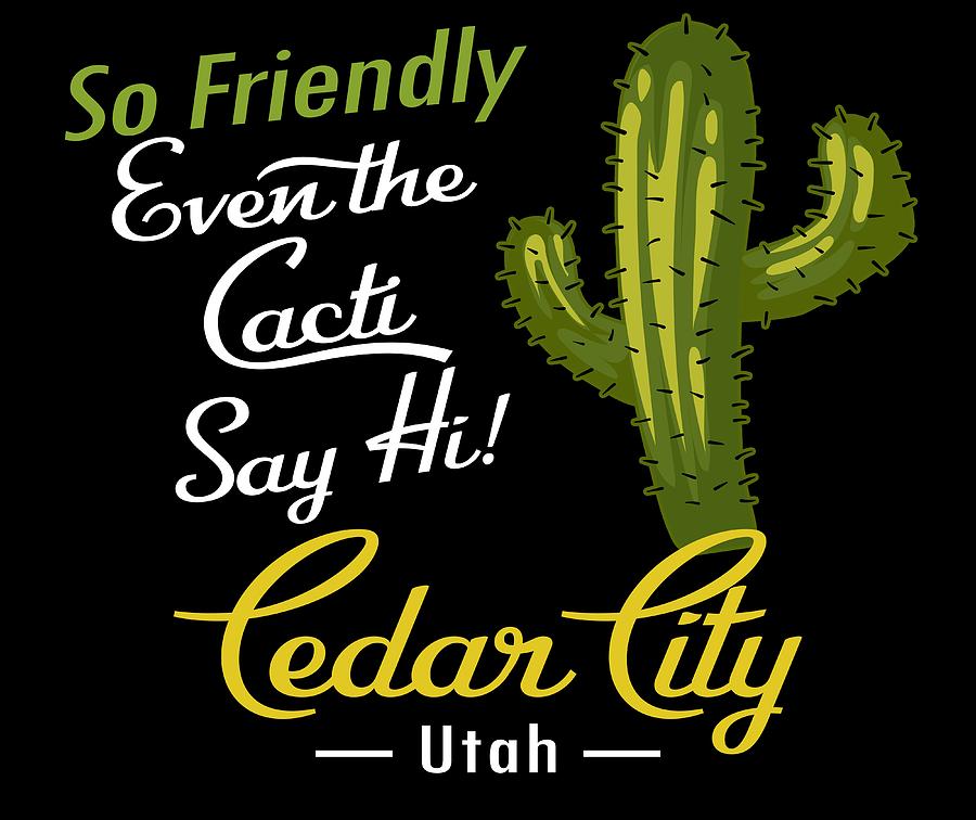 Vintage Digital Art - Cedar City Utah Funny Vintage Cactus by Flo Karp