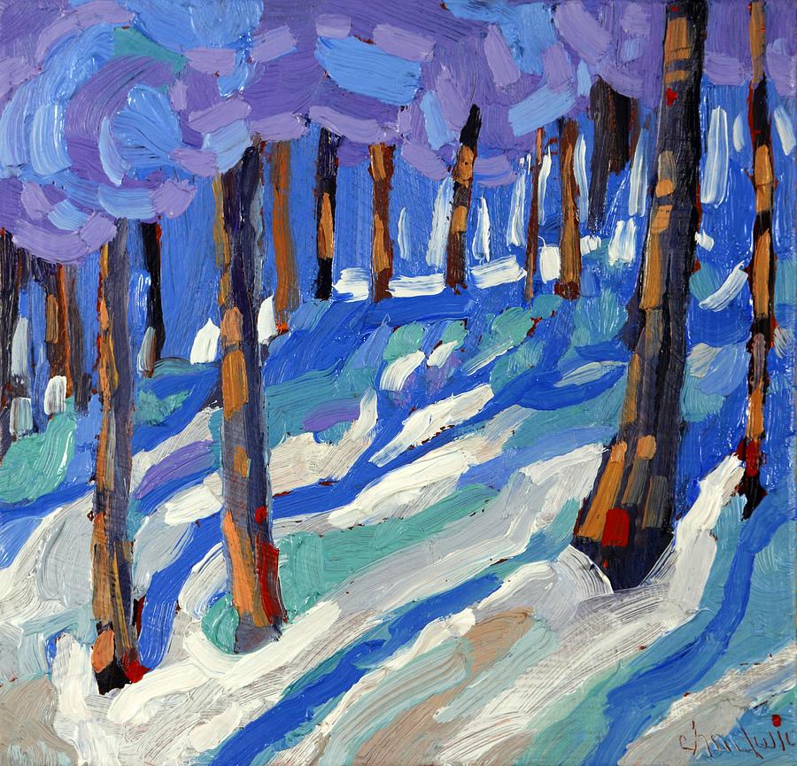 Cedar Cold Snow Painting by Phil Chadwick