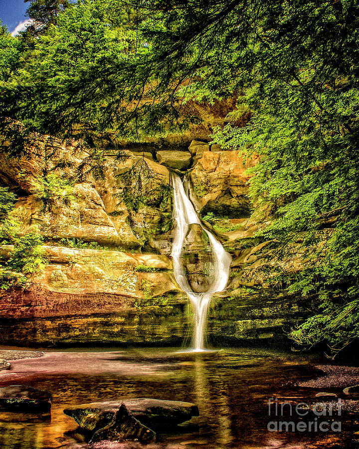 Cedar Falls Man in the Falls Hocking Hills Ohio Photograph by Robert ...