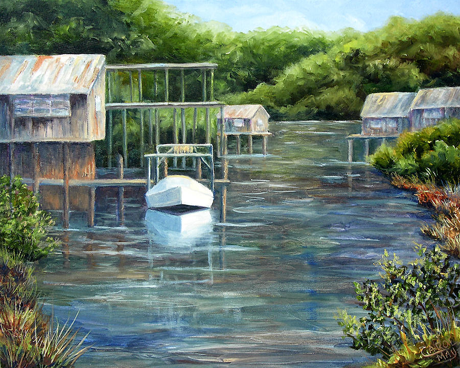 Cedar Key Canal Painting by Art by Carol May