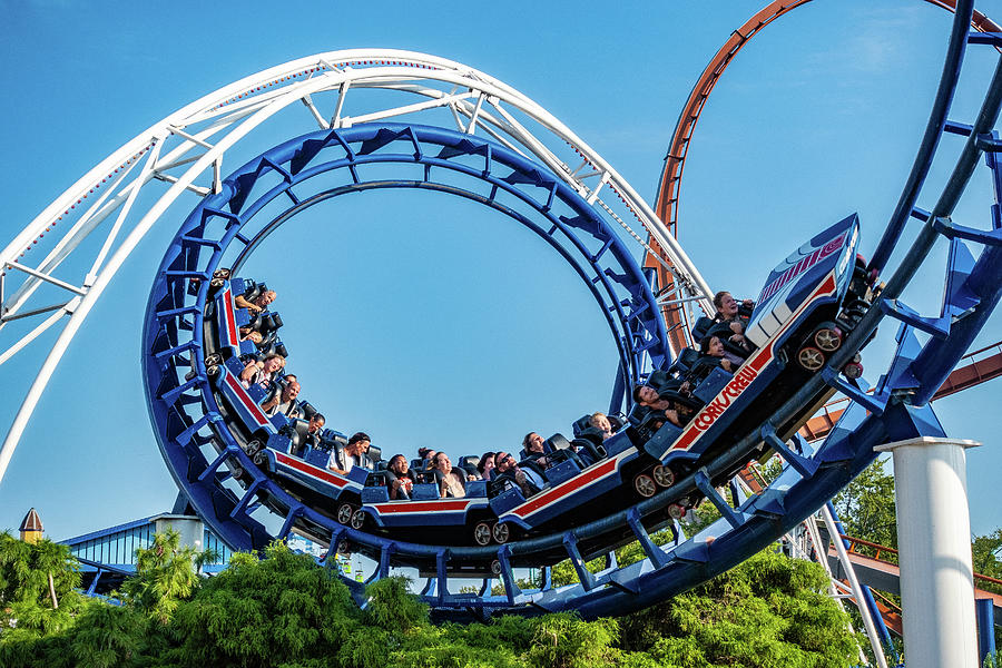 Cedar Point Corkscrew Roller Coaster 2021 Photograph by Dave Morgan