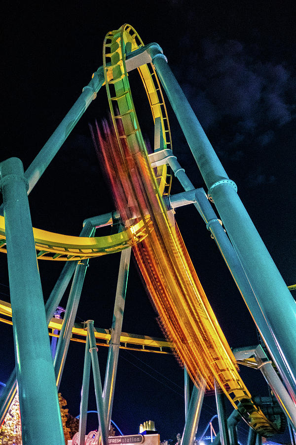 Cedar Point Raptor With Motion Trails Roller Coaster 2021 Photograph by Dave Morgan