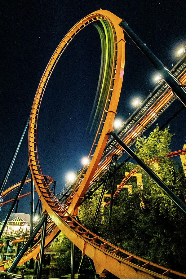 Cedar Point Rougarou With Motion Trail Roller Coaster 2021 Photograph by Dave Morgan