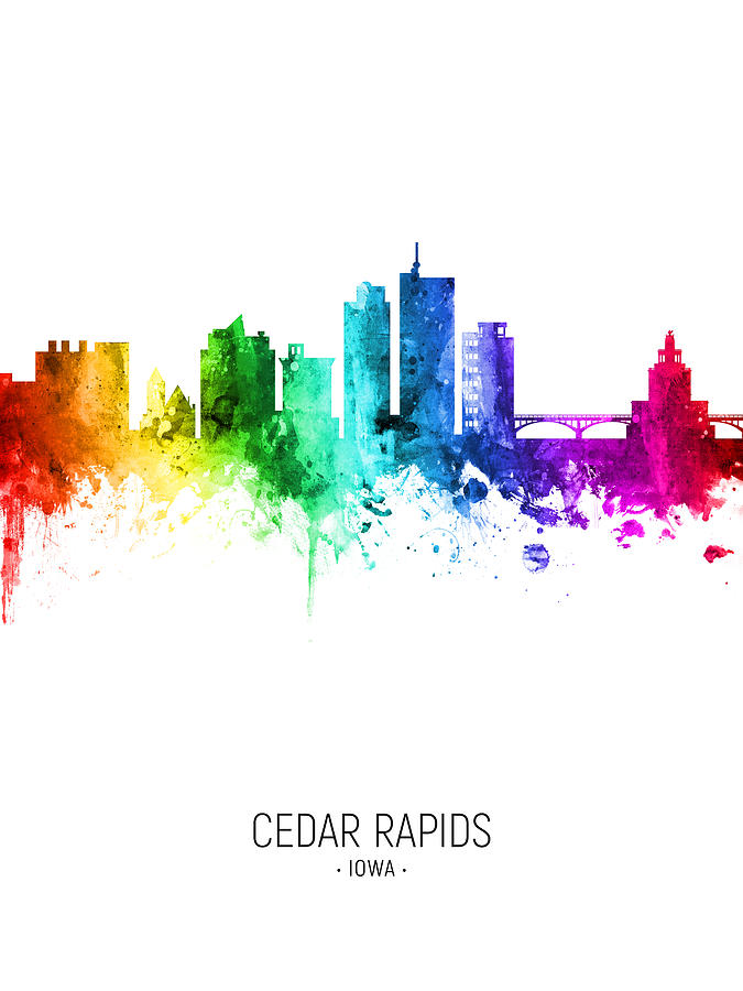 Cedar Rapids Iowa Skyline #38 Digital Art by Michael Tompsett