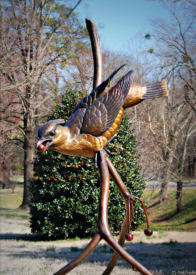 Bronze Photograph - Cedar Wax Wing Sculpture by Marilyn DeBlock